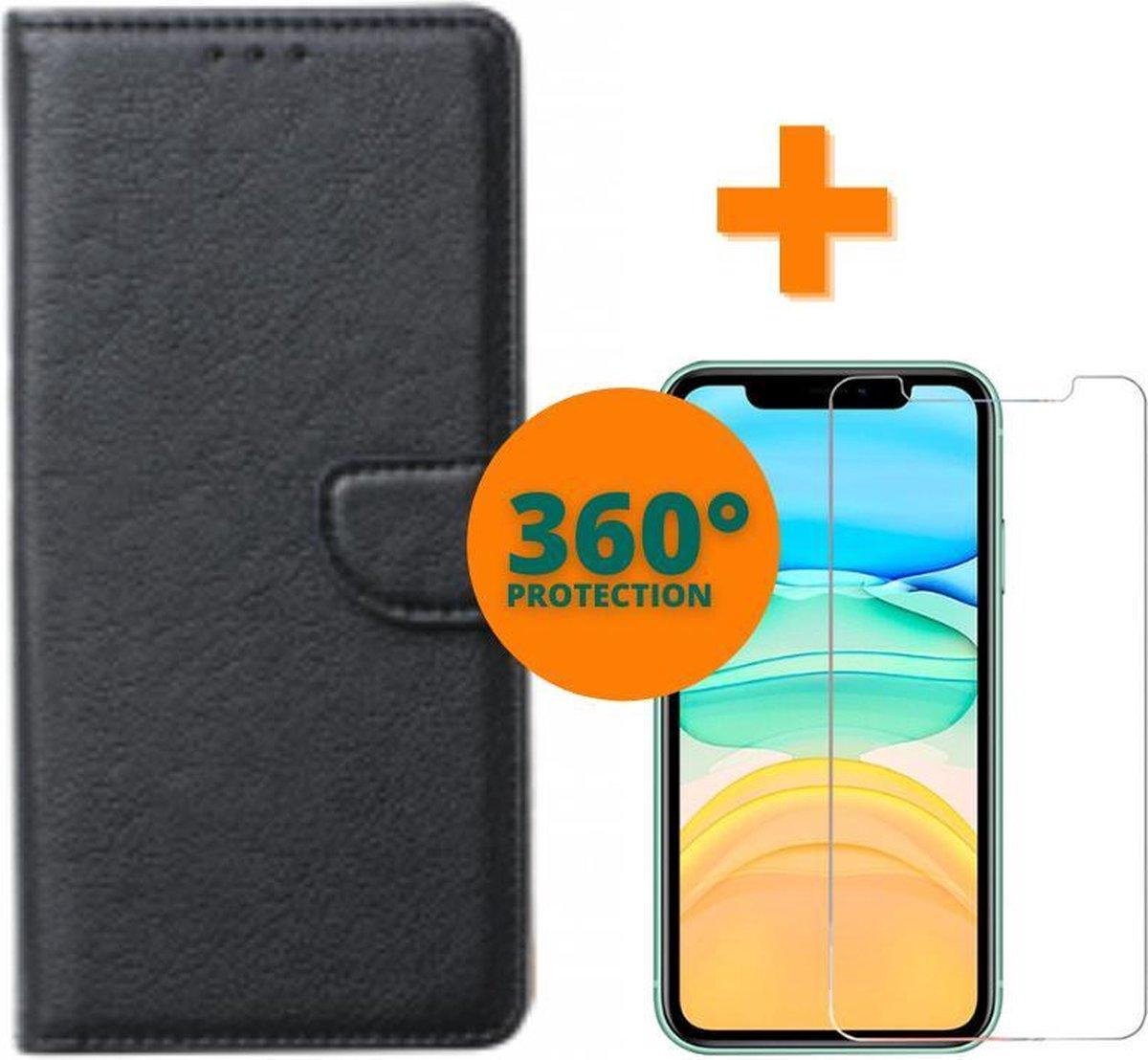 Fooniq Boek Hoesje Zwart + Screenprotector - Geschikt Voor Apple IPhone 12 Mini
