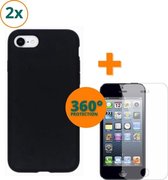 Fooniq Silicone Hoesje Zwart 2x + Screenprotector 2x - Geschikt Voor Apple IPhone 5/5S/SE 2016