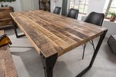Industrieel Massief Mangohout Eettafel 160 cm industrieel design eettafel