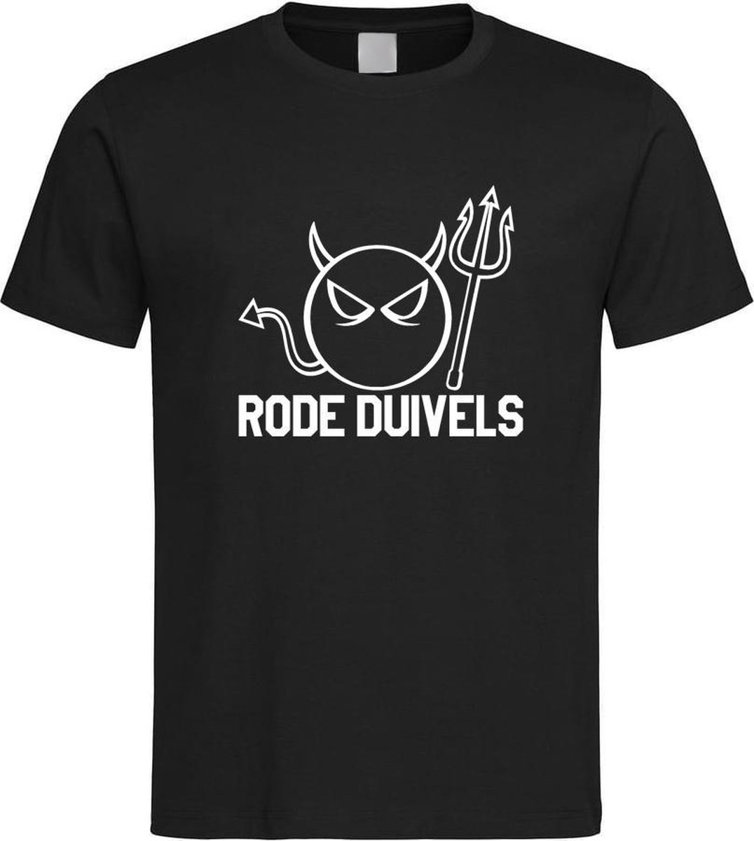 Belgie WK Voetbal T-Shirt Zwart “ Rode Duivels “ Print Wit Maat XXXL