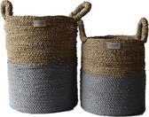 Bandung Zeegras Opberg mand Naturel / Grijs Set van 2 ( XS / S )