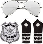 thumbnail: 6-Delig Geheimagent Kostuum Set - Zwarte Spion Accessoires Voor Rollenspel