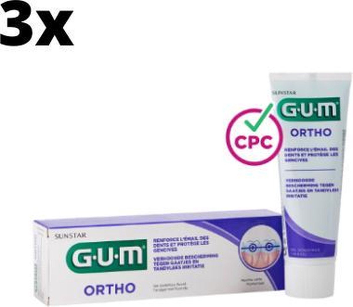 Goedkoopste GUM Ortho Tandpasta - 3 x 75 ml - Voordeelverpakking