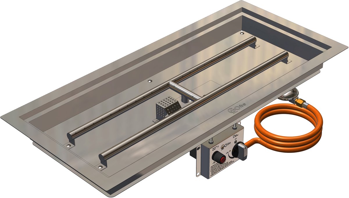 GoFire Inbouwbrander rechthoek - 79 x 36 cm