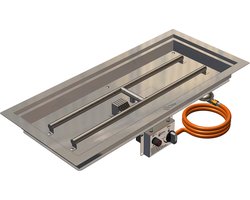 GoFire Inbouwbrander rechthoek - 79 x 36 cm