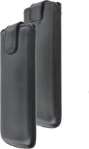 Hoesje Oppo A74 5G - Echt Leer - Insteek Hoes Cover Zwart