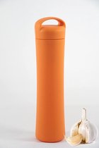 Mastrad - knoflookpers - knoflookpeller - bewaartube - oranje - siliconen - 15cm