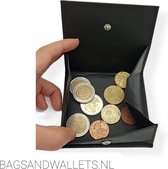 Kleingeld Beursje - Vierkante Portemonnee - Dunne Portemonnee - Leer - Zwart