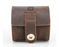 BUGOLINI ANTIQUS6 - Leren Horloge Box met 1 Sleuf - Retro Horloge Houder - Echt Leder - Bruin