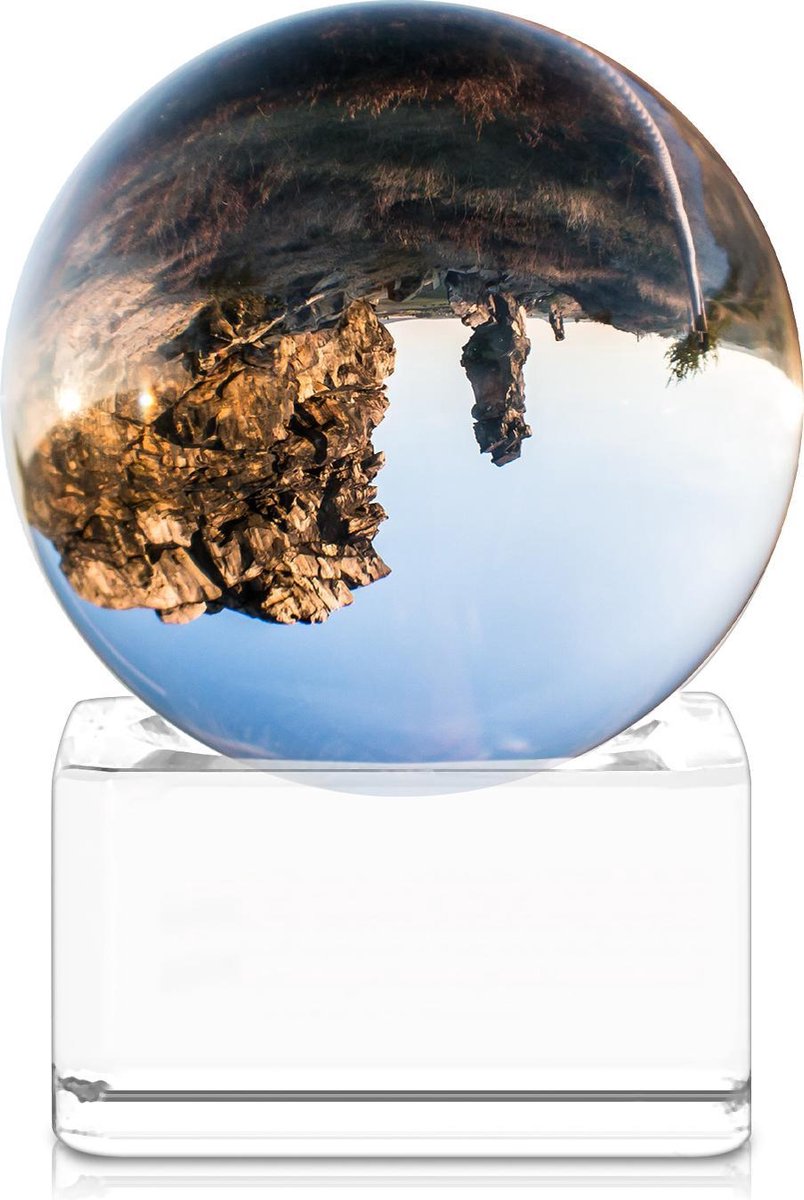 Navaris glazen bol voor fotografie - Fotobol met standaard - Heldere kristallen bal met voet - Lensball Ø 40 mm