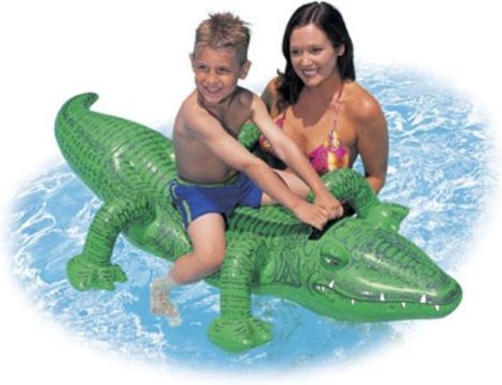 Krokodil Ride-On Opblaasdier Intex - Opblaasbaar Zwembad Speelgoed - Opblaasfiguren - Opblaasdieren - Zomer Zwembad Strand Zon - Opblaas Speelgoed Voor Kinderen - Intex