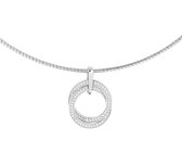 YO&NO - Ketting - Zilver - Rondjes zirkonia -  1,5 mm -  42 + 3 cm - Gerhodineerd - Zilver 925