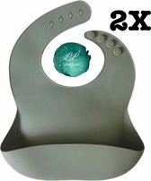 2x Lexilou Slab / BIB siliconen - Duo pack - Green grey / Groen grijs