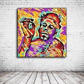 Pop Art Tom Waits Acrylglas - 80 x 80 cm op Acrylaat glas + Inox Spacers / RVS afstandhouders - Popart Wanddecoratie