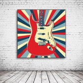 Pop Art Retro Electric Guitar Canvas - 100 x 100 cm - Canvasprint - Op dennenhouten kader - Geprint Schilderij - Popart Wanddecoratie