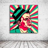 Pop Art Frank Sinatra Acrylglas - 100 x 100 cm op Acrylaat glas + Inox Spacers / RVS afstandhouders - Popart Wanddecoratie