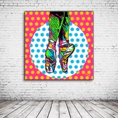 Pop Art Ballerina Canvas - 100 x 100 cm - Canvasprint - Op dennenhouten kader - Geprint Schilderij - Popart Wanddecoratie