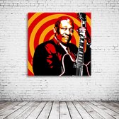 BB King Pop Art Acrylglas - 80 x 80 cm op Acrylaat glas + Inox Spacers / RVS afstandhouders - Popart Wanddecoratie