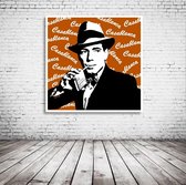 Humphrey Bogart Casablanca Art Poster in lijst - 90 x 90 cm en 2 cm dik - Fotopapier Mat 180 gr Framed - Popart Wanddecoratie inclusief lijst