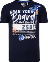 Camp David ® T-Shirt met V-hals en Artwork, donkerblauw