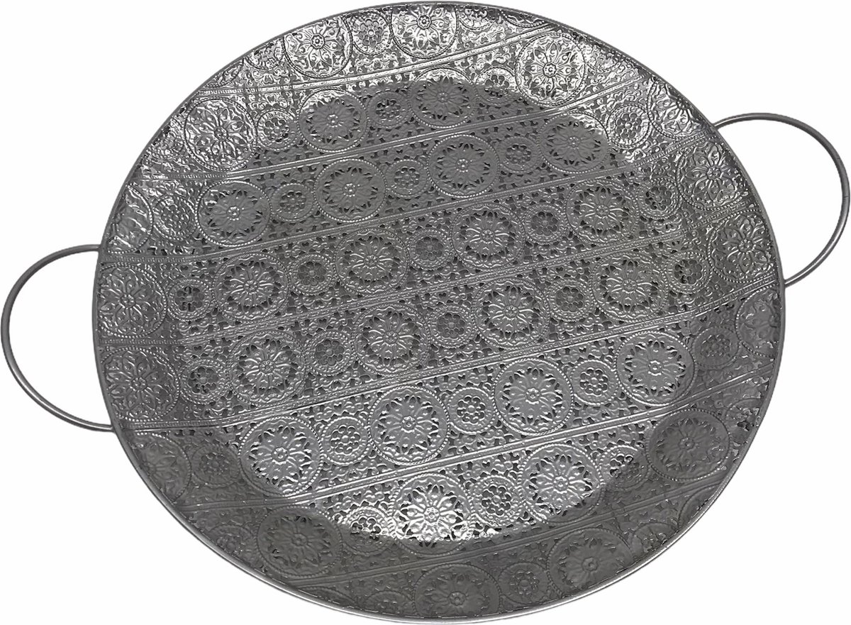 Decoratief Dienblad | Ø34 cm | Zilver | Decoratie Schaal