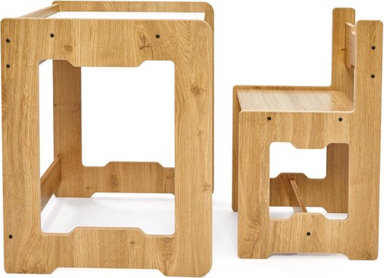 Foto: Eethoeken set kinderen montessori kinderstoel kindertafel en 1 stoeltjes montessori kindertafel peuters tafel speeltafel voor kinderen activiteiten tafel zitgroep kindertafel set voor 1 tm 6 jaar seagull