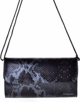 Snakeprint Clutch - Schoudertas - Echt leer - Zwart