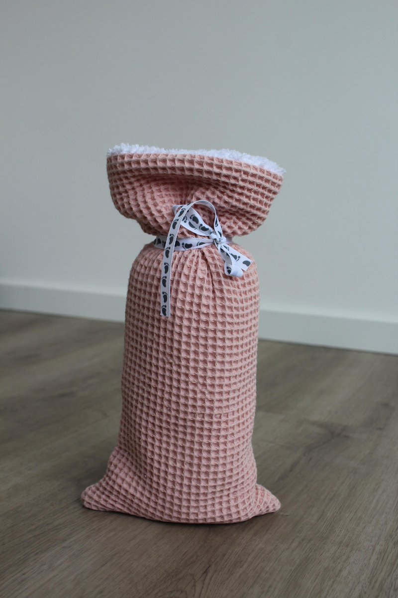 Goedkoopste Handgemaakt voor je kleintje-kruikzak-wafelstof-roze