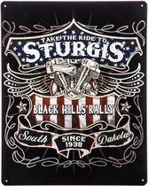 Take the ride to Sturgis. Metalen wandbord 30,5 x 38 cm.