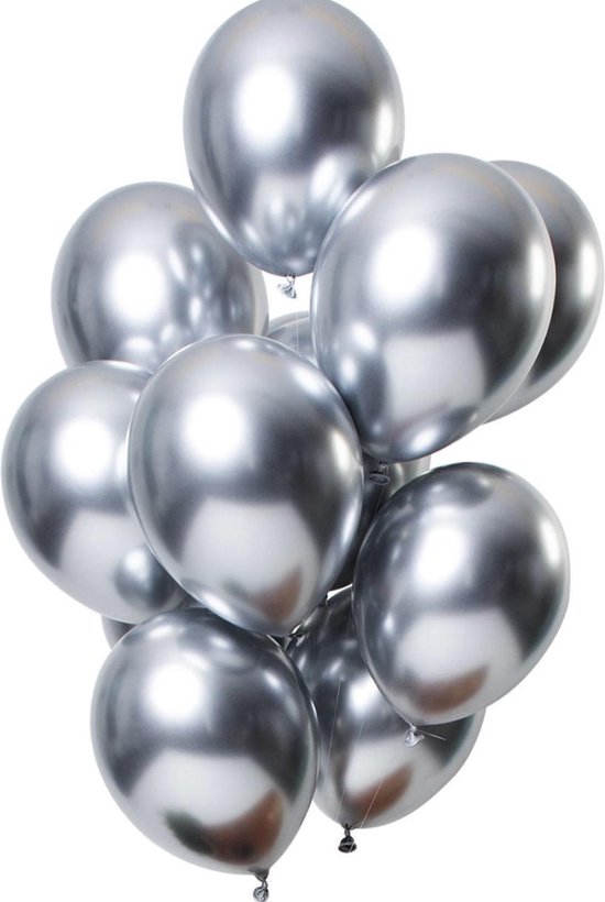 Ballonnen Verjaardag Versiering Balonnen ballon Party Feest Metallic - Decoratie - Zilver - 12 stuks - Lets Decorate®
