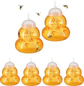 relaxdays 6x piège à guêpes - efficace - attrapeur d'abeilles - piège vivant - respectueux des animaux - orange