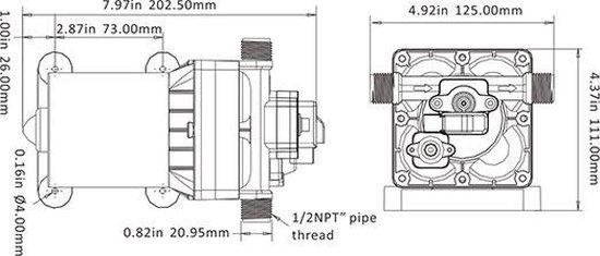 Pompe à eau 12V, 11,3 l/min, 3,8 bar