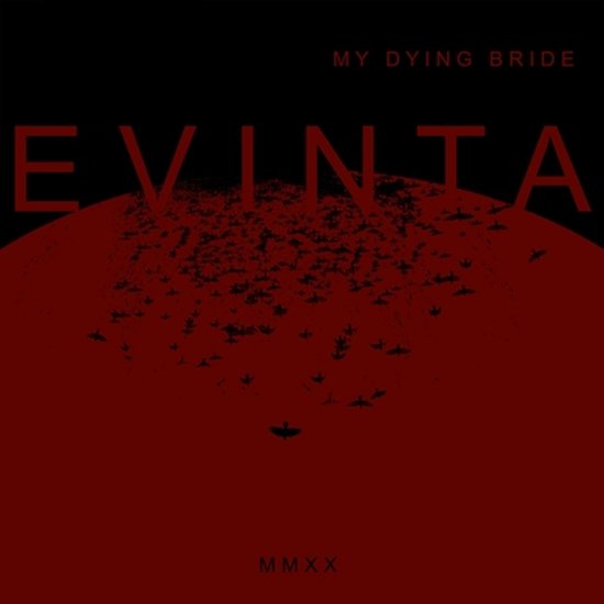 Albumhoes My Dying Bride Evinta met rode cirkel en donkere vogels, MMXX.