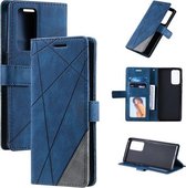 Voor OPPO Reno6 Pro + 5G Skin Feel Splicing Horizontale Flip Lederen Case met Houder & Kaartsleuven & Portemonnee & Fotolijst (Blauw)
