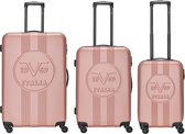 3 Delige kofferset - Milano - M, L & XL + cosmetic case - harde cover - 4 rollers - combinatie slot - paars