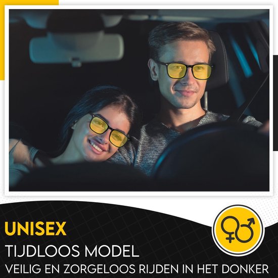 Nachtbril Auto Autobril - Bril Tegen Felle Koplampen - Unisex - Zwart van Merkloos — afbeelding 5