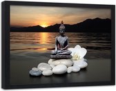 Foto in frame , Boeddha en zenstenen , 120x80cm , Multikleur , Premium print