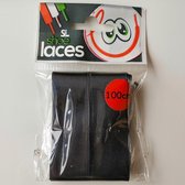 Brede satijnen schoenveters 120cm lang zwart - 1 Paar zwarte zijde schoenveters 2.5cm breed