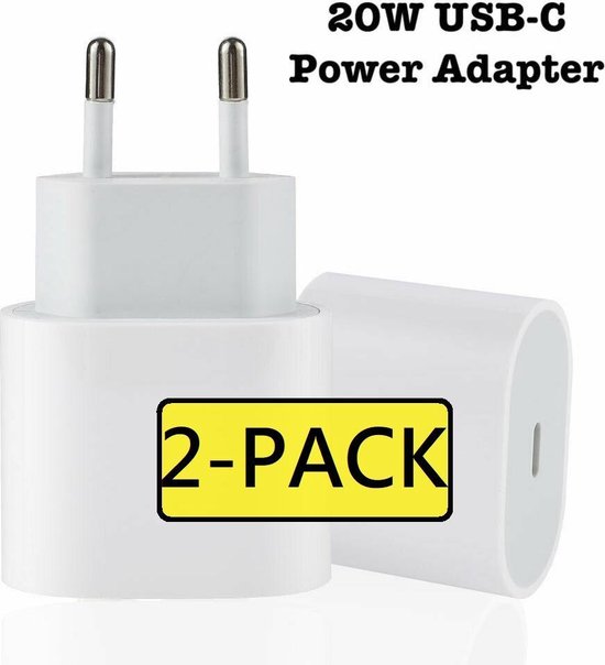 2x iPhone 12 oplaadstekker 20W USBC Power oplader Apple iPhone 12 Apple iPad