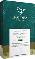 Goldea Health Ashwagandha - Vegan - Voedingssupplement - 400mg KSM 66 met 100mg L-theanine - 30 capsules - maanddosering