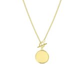 Zilveren goldplated ketting coin t-bone