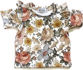 The-dreamstore.com handgemaakt vintage flower shirt met ruffles op de schouders voor baby en kind.