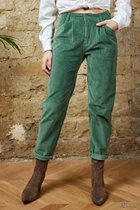 Broek Toxik3 hoge taille velour mom fit bottle green