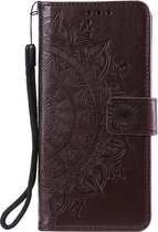 Shop4 - Samsung Galaxy S21 Hoesje - Wallet Case Mandala Patroon Donker Bruin