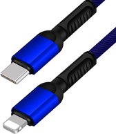 De Beste Gadgets USB-C naar Lightning Blauw - Oplaadkabel en Datakabel - Geschikt voor iPhone en iPad