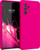 kwmobile telefoonhoesje geschikt voor Samsung Galaxy A52 / A52 5G / A52s 5G - Hoesje met siliconen coating - Smartphone case in neon roze