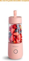 VITAMER Roze - USB Oplaadbare Fruit Blender - Draagbare smoothie maker - incl. 10 smoothie recepten!