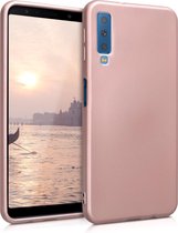 kwmobile telefoonhoesje voor Samsung Galaxy A7 (2018) - Hoesje voor smartphone - Back cover in metallic roségoud