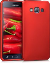 kwmobile telefoonhoesje voor Samsung Galaxy J3 (2016) DUOS - Hoesje voor smartphone - Back cover in metallic donkerrood