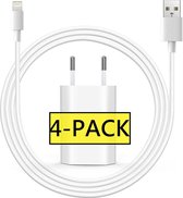 4x iPhone Lightning Oplaadkabel | 2 Meter | Inclusief 5 Watt Lader | Oplaadstekker voor Apple iPhone 5/6/7/7 Plus/8 Plus/X/Xr/Xs/Xs Max/11/11 Pro/11 Pro Max | Lader voor iPhone / iPad | Oplad